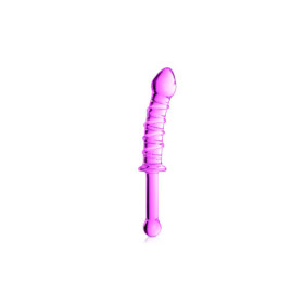 Gode en verre rose avec stries et poignée  n°16 Glossy 